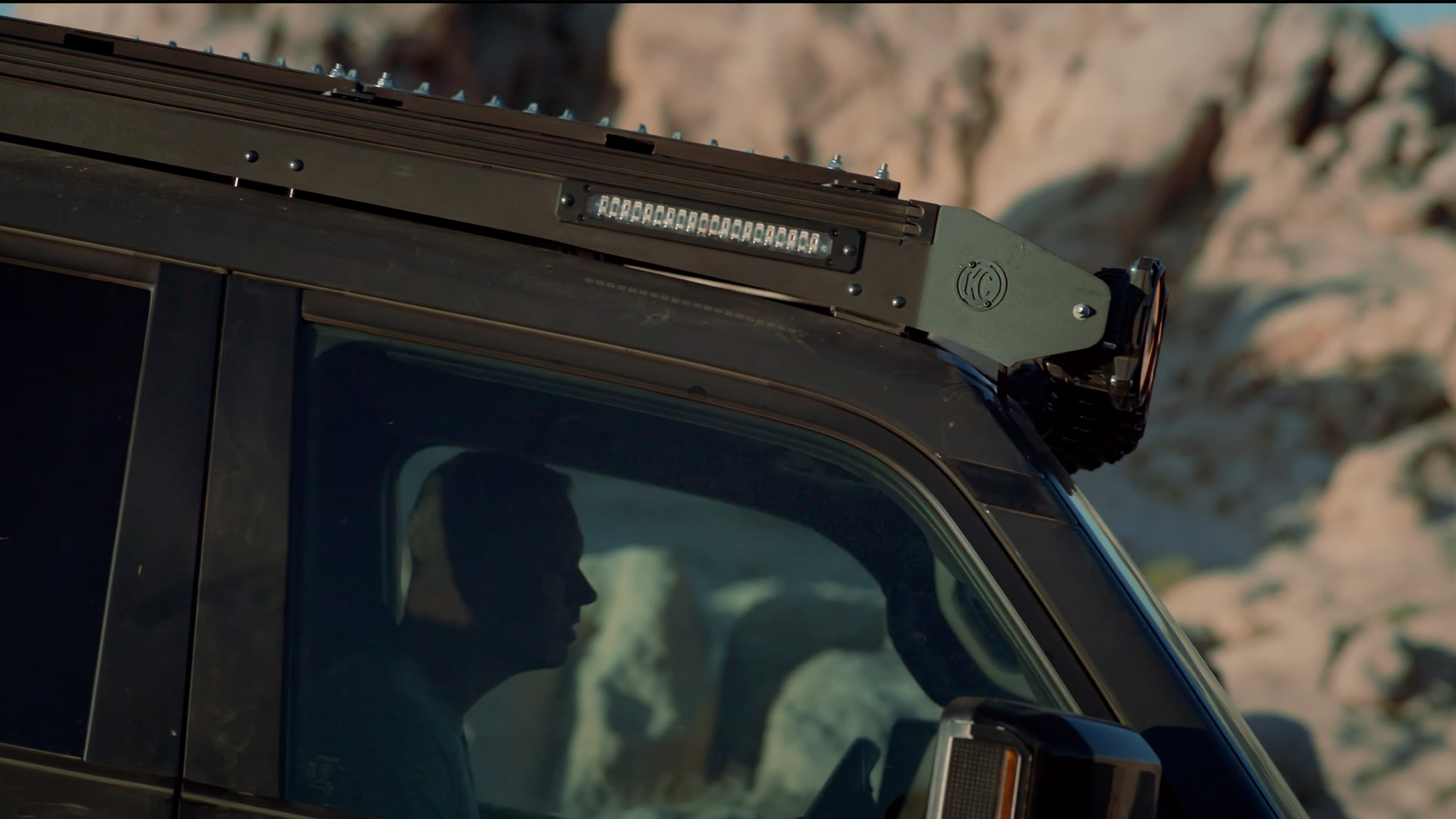 Detail view of KC Hilites Platform One roof rack.