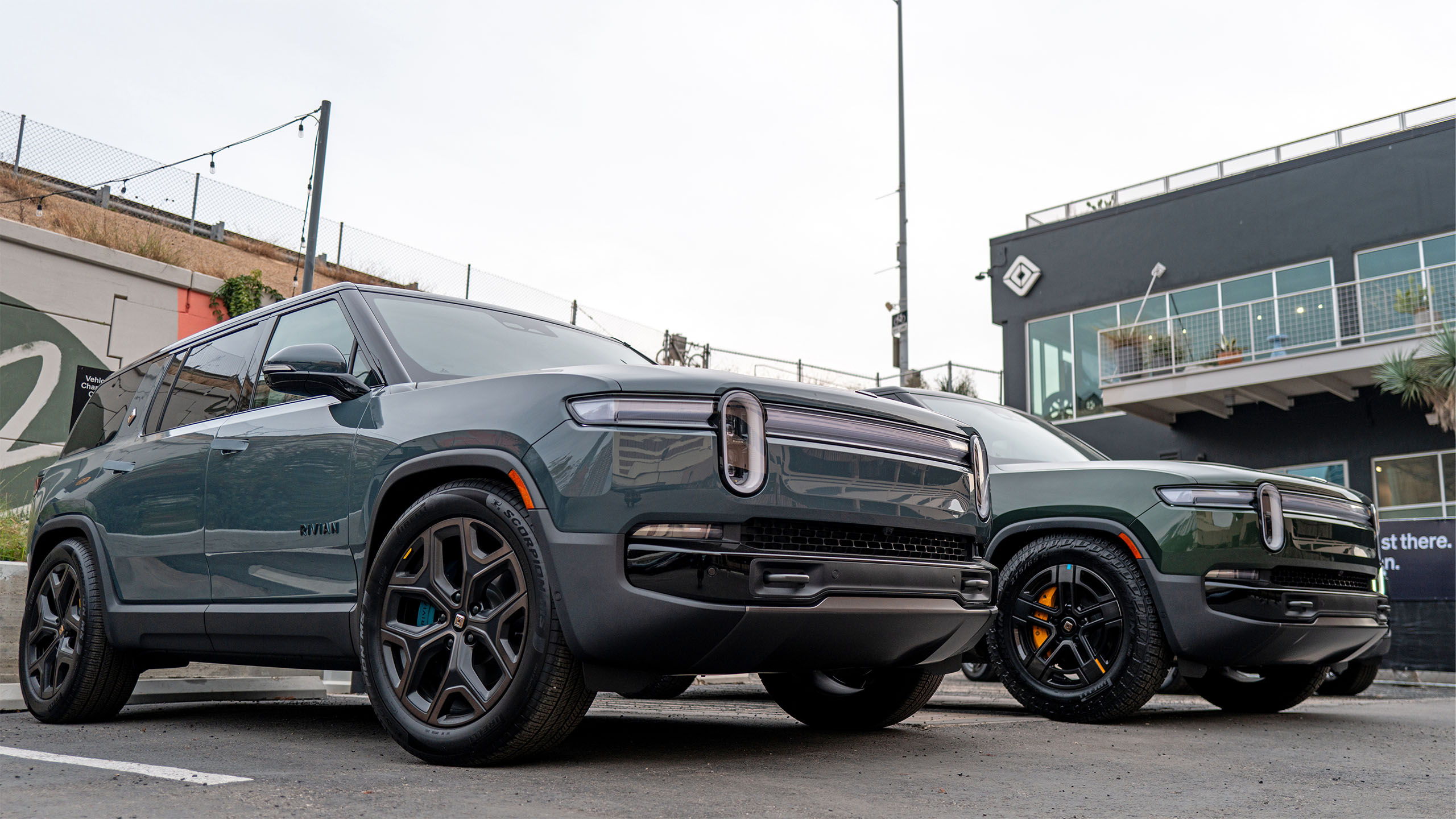 AUSTIN, TEXAS - JANUARY 08: Rivian vehicles are displayed on a lot on January 08, 2026 in Austin, Texas.